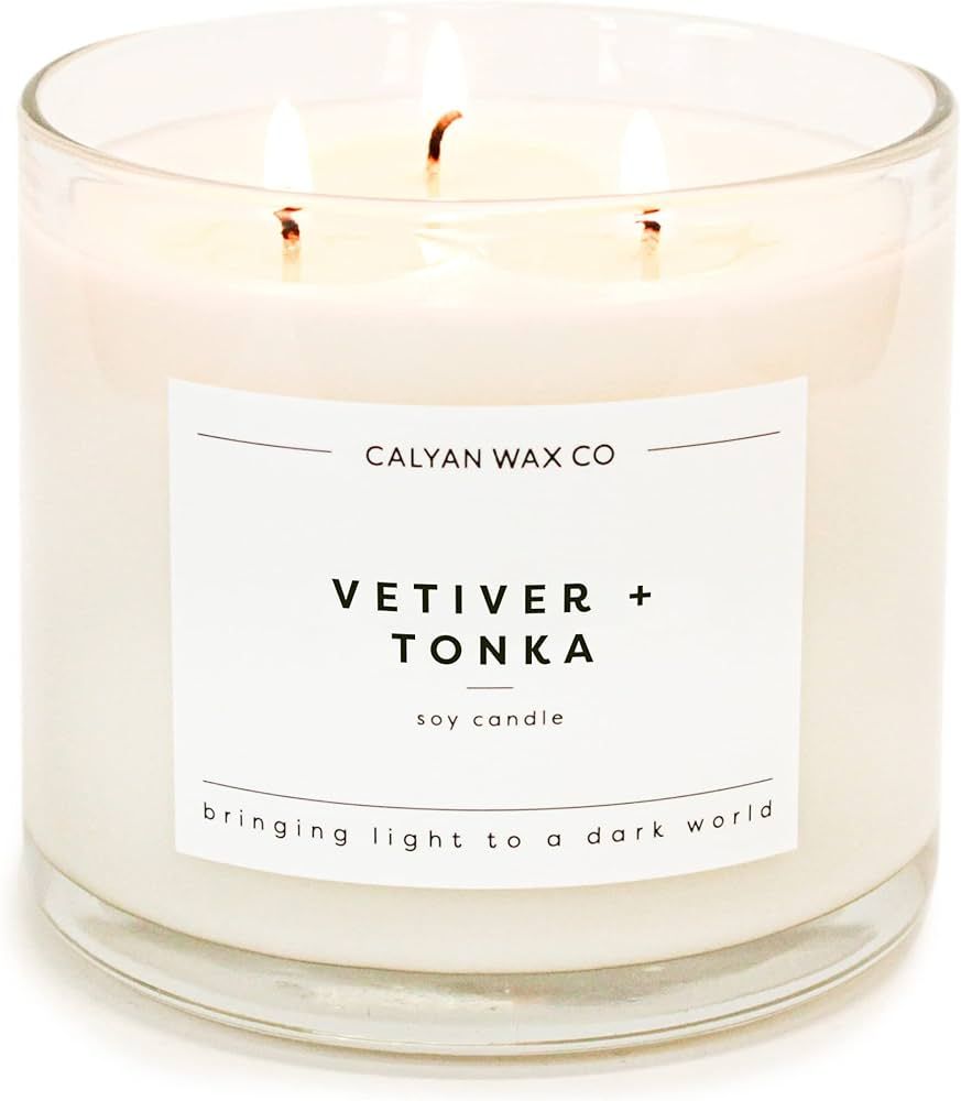 Calyan Wax Soy Wax Candle, Vetiver & Tonka, 3 Wick Scented Candle for The Home | Premium Candle w... | Amazon (US)