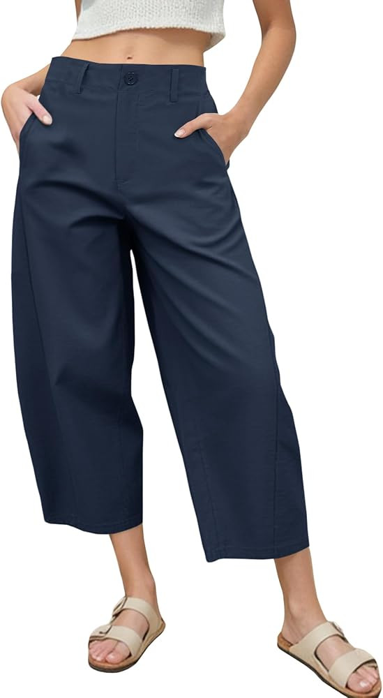 Women's Barrel Leg Pants Casual High Waisted Summer Baggy Harem Pants Trendy Elastic Waist Trouse... | Amazon (US)