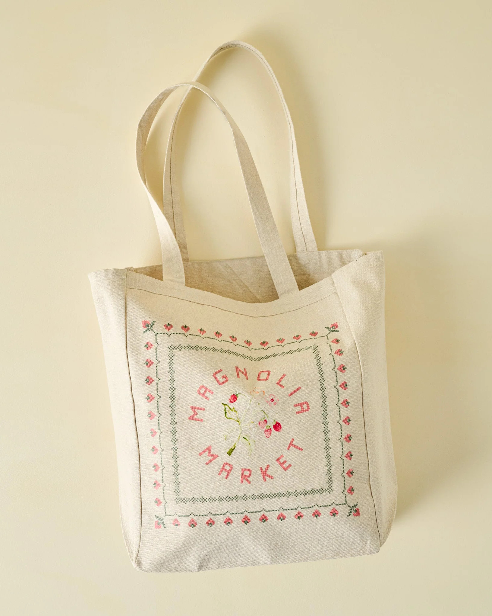 Magnolia Pink Strawberries Canvas Tote | Magnolia