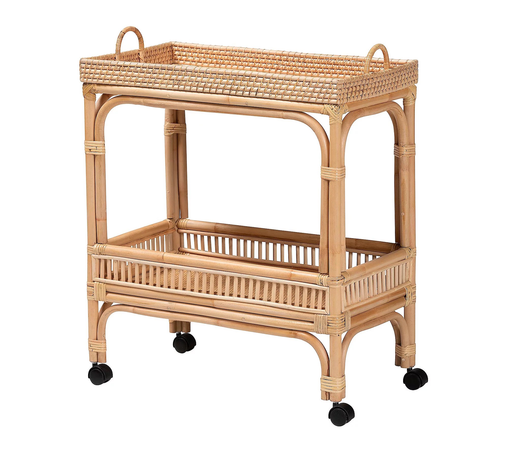 bali & pari Lombok Natural Rattan 2-Tier Wine C art | QVC