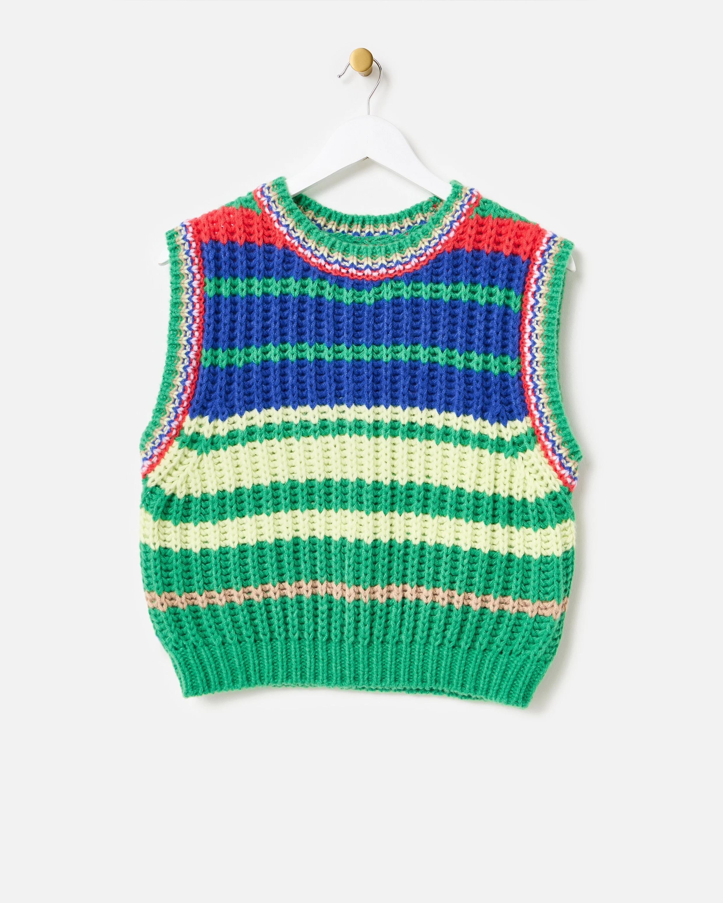 Blue & Green Striped Chunky Knitted Tank Top | Oliver Bonas | Oliver Bonas (Global)