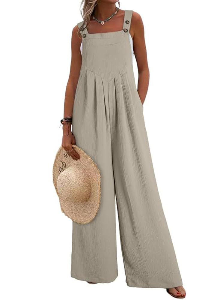 Dokotoo Women's Casual Loose Overalls Jumpsuits One Piece Sleeveless Wide Leg Long Pant Rompers W... | Amazon (US)