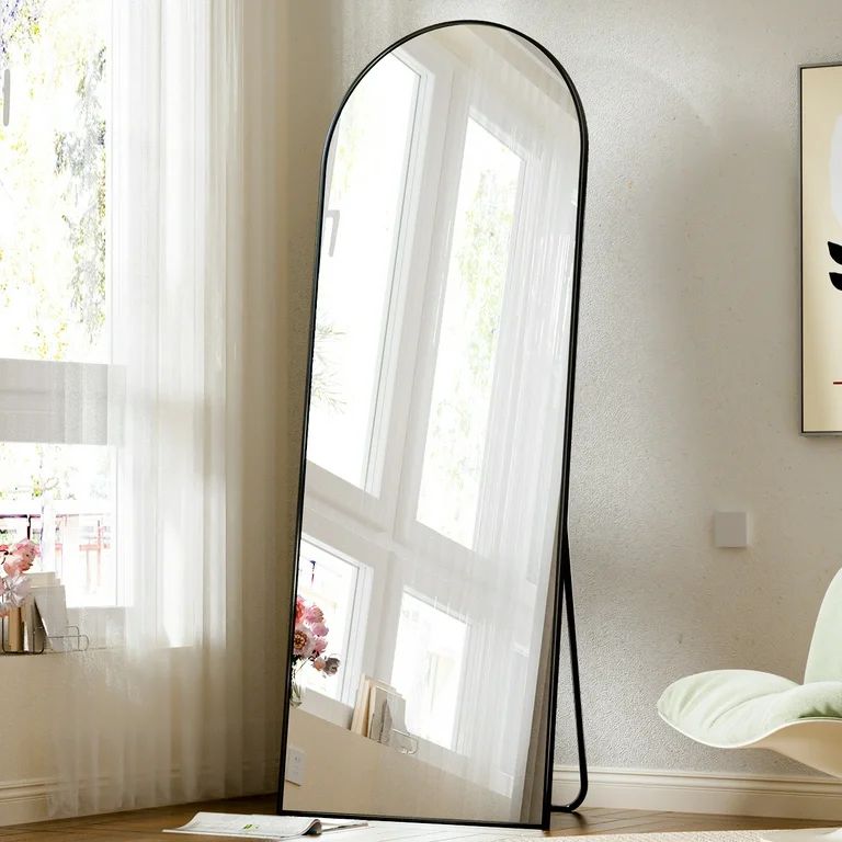 BEAUTYPEAK Arched Full Length Floor Mirror 58"x18" Full Body Standing Mirror,Black - Walmart.com | Walmart (US)