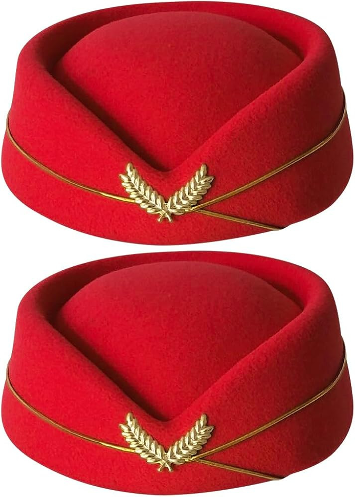 2 Pcs Women Flight Attendant Hat Woolen Air Stewardess Cap Stewardess Uniform Plane Cap Cosplay C... | Amazon (US)