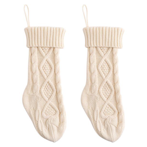 2 Pack Christmas Gift Stock Socks, Santa Claus Gift Bag Cute Knit Socks, 18" Large Gift Cable Kni... | Walmart (US)