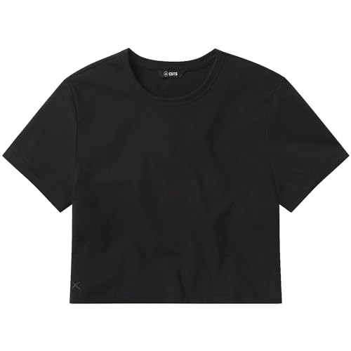 Cuts Clothing Women's Premium Almost Friday Casual Crop Top Baby T-Shirt | Classic Fit & Cropped | PYCA Pro Soft Fabric | Black, Medium | Amazon (US)