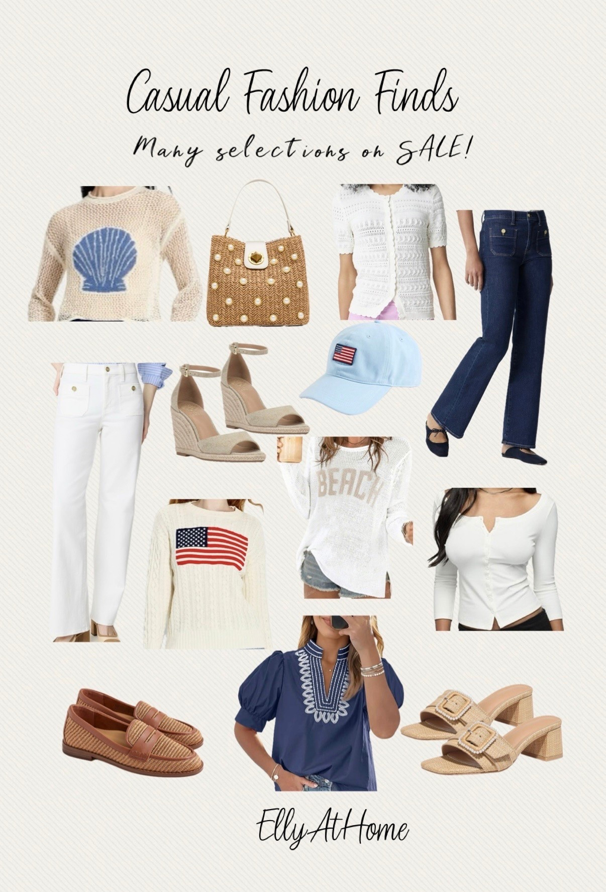 Casual spring fashion finds! Many selections on sale! Tops, jeans, sandals, sweaters, Memorial Day, 4th of July, beach styles, caps. @Target @Macys , Amazon, Walmart, J. Crew Factory, @Anthropologie