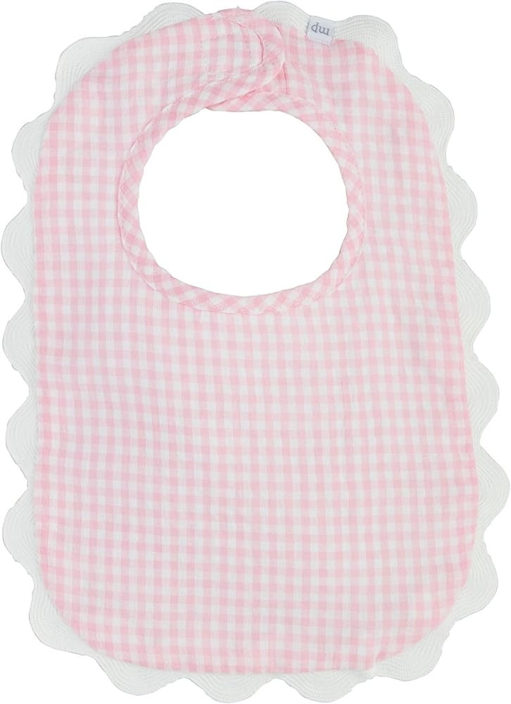 Mud Pie Children's Pink Gingham Scallop Bib; One Size Fits Most | Amazon (US)