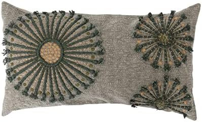 Creative Co-Op Cotton Embroidery, Applique and Chambray Back Pillow, 26" L x 14" W x 2" H, Multic... | Amazon (US)