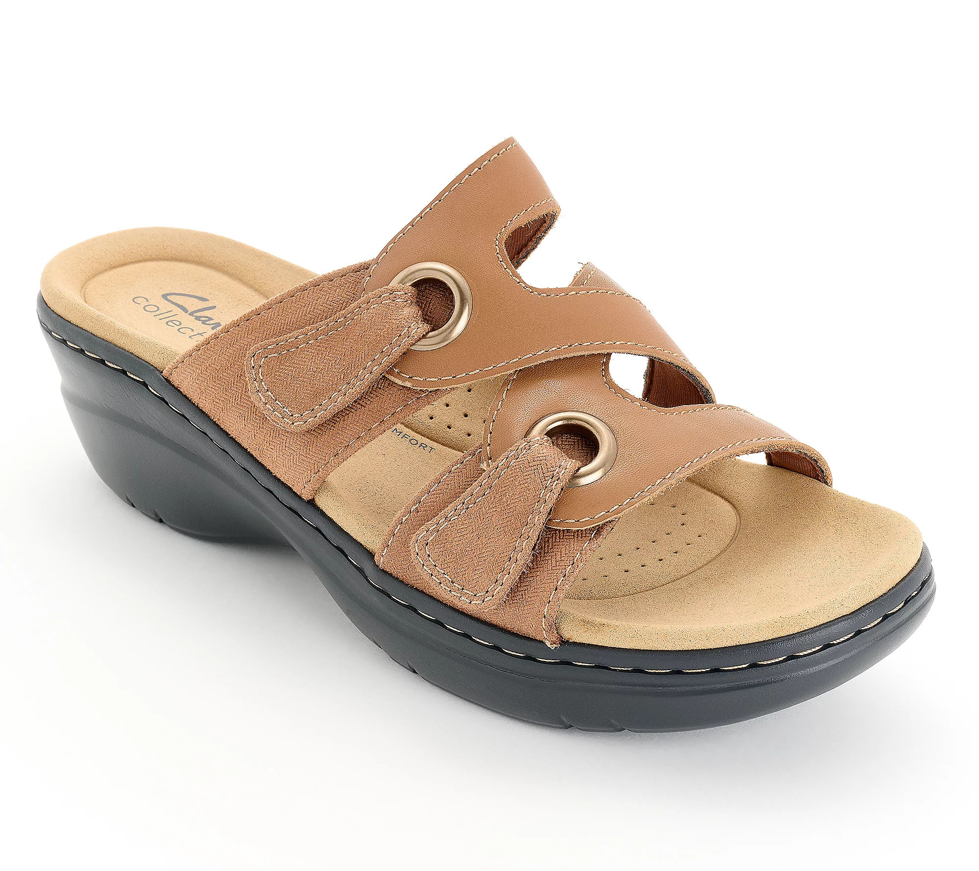 As Is Clarks Collection Leather Slide Sandals - Merliah2 Cove | QVC
