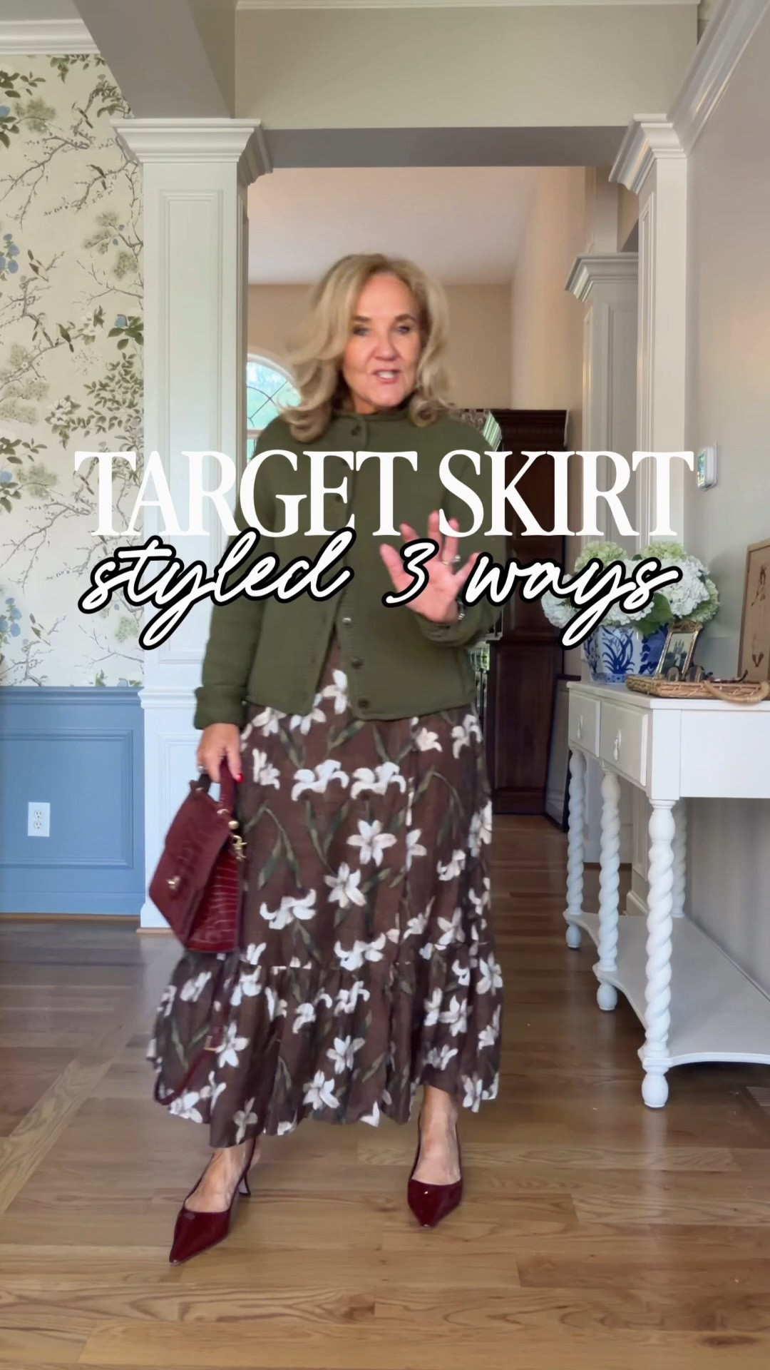 Reversible roll, neck sweater, size medium, where it is a cardigan or buttoned up the back as a regular sweater
Denim jacket med 
Faux leather jacket med petite 
Tee size large 
Skirt size medium I’ll link a few others that caught my eye! 
I do size up in the sling backs, a half for more comfort
20% off my bracelets with code NANETTE20
20% off electric picks code TAKE20
#LTKOver40 #LTKootd #LTKSeasonal

#LTKWorkwear