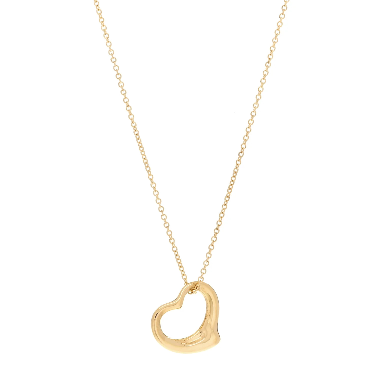 18K Yellow Gold 16mm Elsa Peretti Open Heart Pendant Necklace | FASHIONPHILE (US)