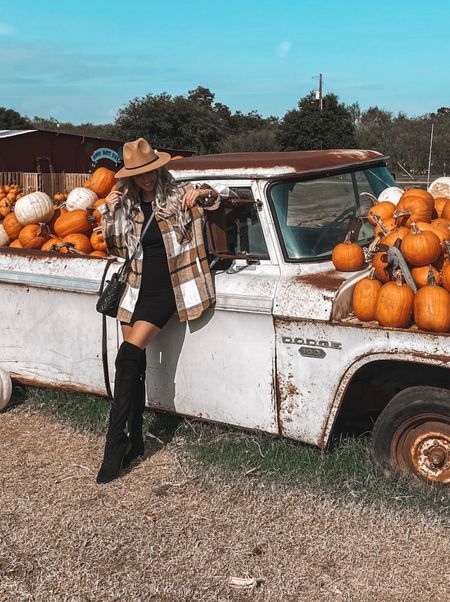 Pumpkin patch outfit idea - cute casual fall outfit ideas - fall dress with over the knee boots - fall layers outfit idea 

#LTKfindsunder50 #LTKstyletip #LTKSeasonal