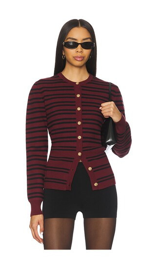 NIA Baxter Cardigan in Burgundy. - size S | Revolve Clothing (Global)