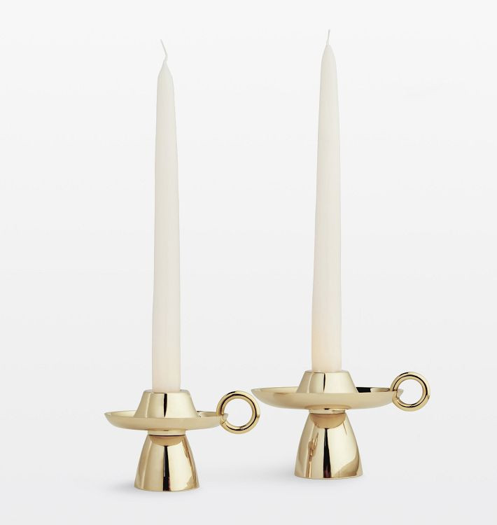 Footed Brass Taper Candle Holder | Rejuvenation