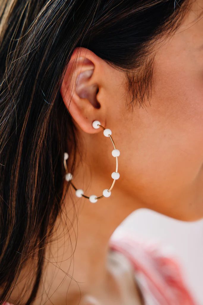 Peppy Fun White Hoop Earrings | The Mint Julep Boutique