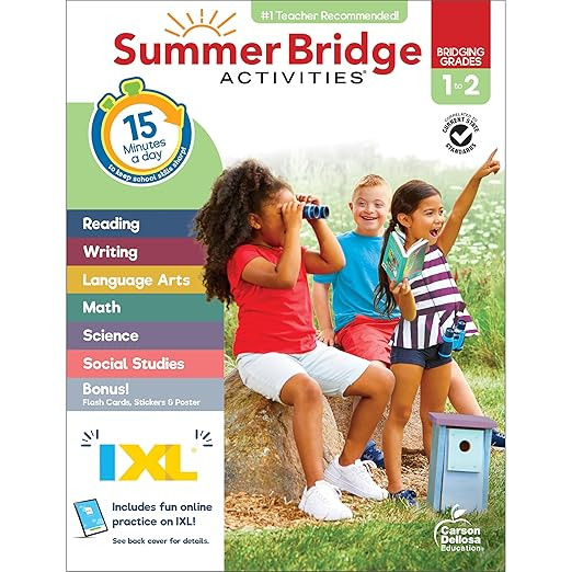 Summer Bridge Activities 1st to 2nd Grade Workbook, Activity Book With Math, Language Arts, Readi... | Amazon (US)