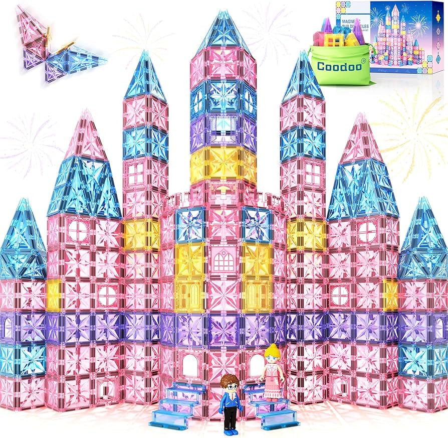 108pcs Diamond Magnetic Tiles with Dolls Princess Castle Building Toys, STEM Kids Toys Magnetic B... | Amazon (US)
