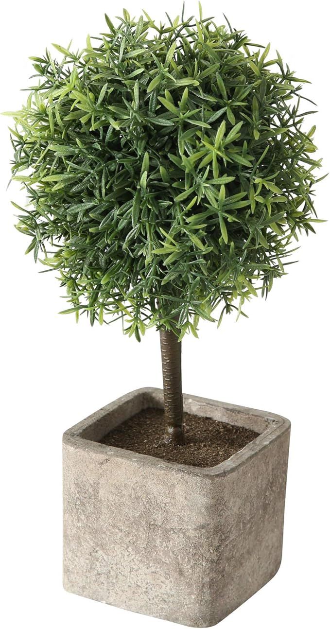 WHW Whole House Worlds Realistic Faux Potted Grassy Ball Topiary Tree, Gray Stone Finished Plante... | Amazon (US)