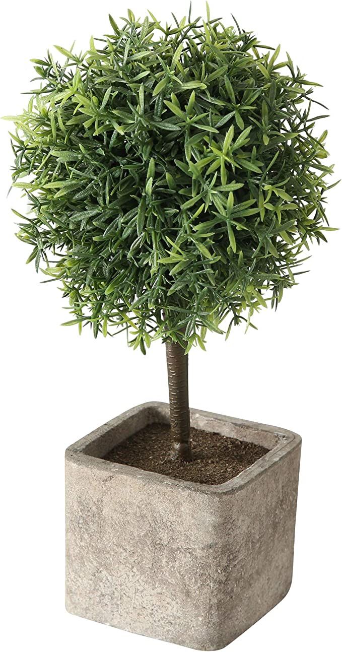 WHW Whole House Worlds Realistic Faux Potted Grassy Ball Topiary Tree, Gray Stone Finished Plante... | Amazon (US)