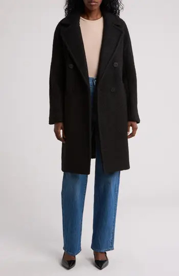 BCBGeneration Boucle Longline Coat in Black at Nordstrom Rack, Size Large | Nordstrom Rack