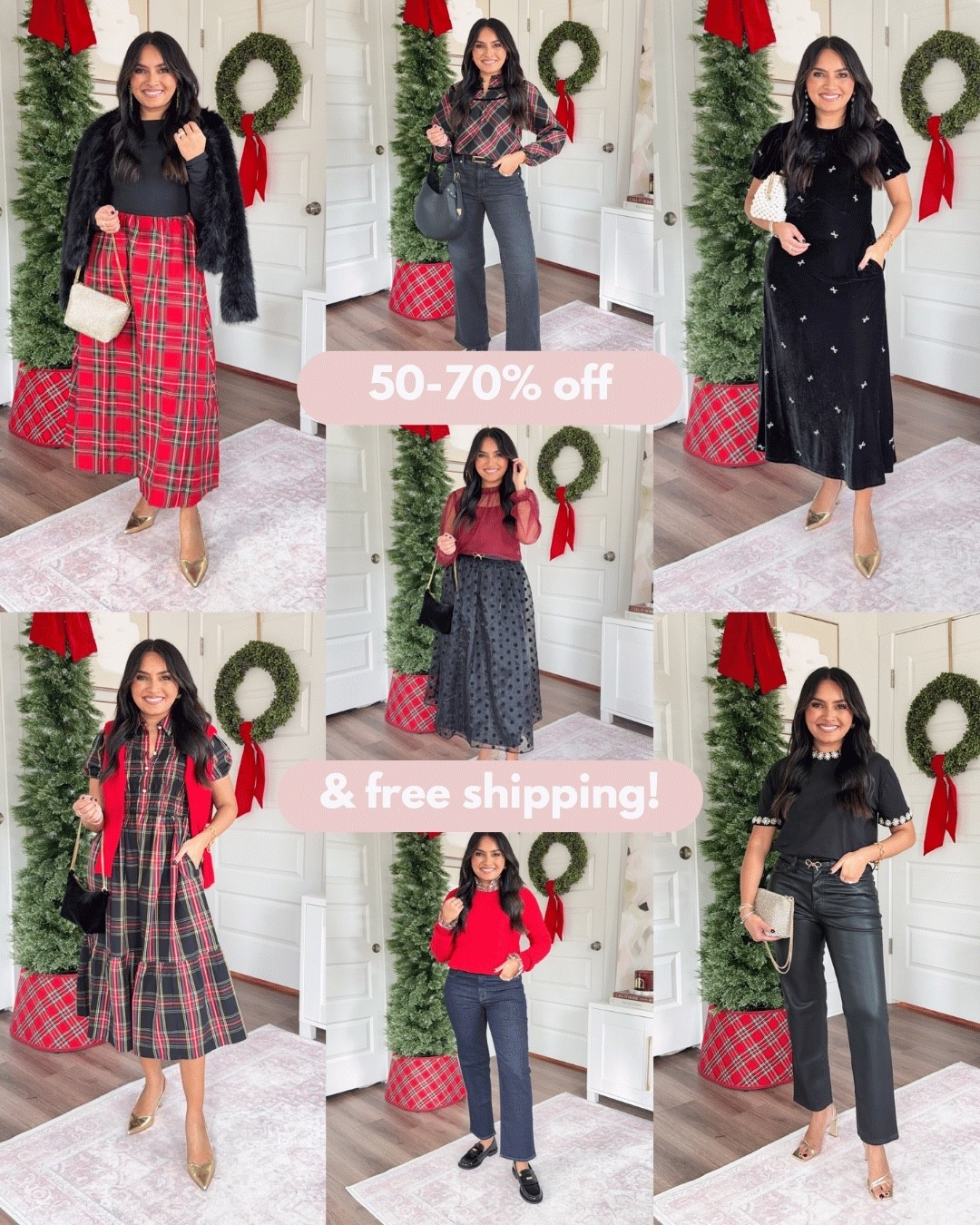 Easy and classic holiday outfits!
For reference: I’m 5’0, 32b bra size, and 2/26 in bottoms, pear shaped. 
*Everything I share is unaltered! TTS means true to size. Between size 5-6.6 in shoes

Tartan smocked dress size xxs regular - I prefer the regular length
Deep Cherry red crewneck sweater size xxs regular TTS
Gold heels size 5 TTS

Deep Cherry red crewneck sweater size xxs regular TTS
Tartan ruffleneck button up top size xxs regular TTS
Soft rinse dark denim jeans size 26 petite TTS
Black loafers size 5 TTS

Vintage burgundy top size xxs regular
Bow belt - old, similar linked
Black dot midi skirt size xs regular TTS
Gold heels size 5 TTS

Embellished trim tee size xxs regular TTS
Faux leather pants size 26 petite - run a little snug in the waist, size up a size for a more comfortable fit.
Bow belt - old, similar linked
Gold heels size 5 TTS


Black bow dress size 0 regular TTS - I prefer the regular length
Gold heels size 5 TTS

Black tartan top size xxs regular TTS
Black belt size small TTS
Washed black jeans size 26 petite TTS
Black leather boots size 5.5 TTS

Long sleeve red and black tartan dress size xxs regular - I prefer the regular length
Gold heels size 5 TTS
Black fur coat size xxs TTS


Petite christmas outfits
J.Crew Factory holiday
J.Crew Factory sale
JCF holiday outfits
classic holiday style
petite holiday outfits
Christmas outfits women
festive outfit ideas
holiday party outfits 2025
winter outfit ideas
tartan holiday outfits
J.Crew Factory sweaters
holiday outfits on sale
petite winter style
Christmas dinner outfit
winter capsule wardrobe holiday
Rachelmirandablog
Honeysweetpetite
Honey sweet petite
Black friday
Cyber weekend
Cyber Monday 


Comment SHOP below to receive a DM with the link to this post on my LTK ⬇ https://liketk.it/5Crk7 #ltkholiday #ltkcyberweek #ltkpetite

#LTKPetite #LTKHoliday #LTKSaleAlert