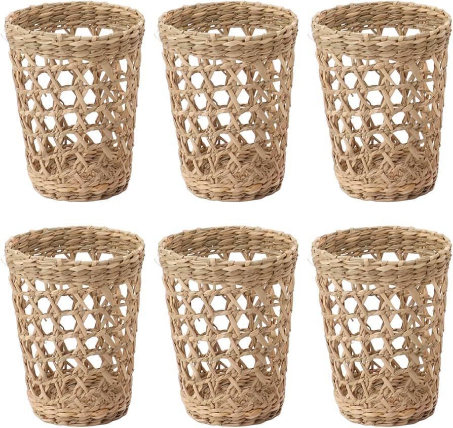 6Pcs Handwoven Vase Sleeve, Hand Woven Wicker Cup Holder Cute Cozy Mug Sleeves Wicker Cup Holder ... | Amazon (US)