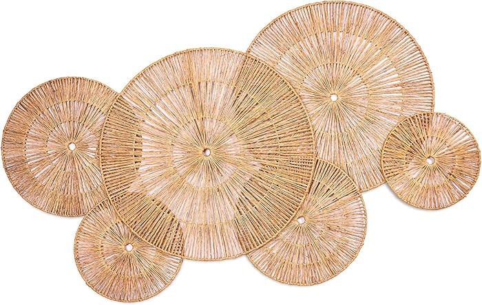 KOLWOVEN 29 Inch Wicker Wall Decor, Set of 6 Wall Basket Decor Diameter 23"-10",Woven Wall Decor,... | Amazon (US)