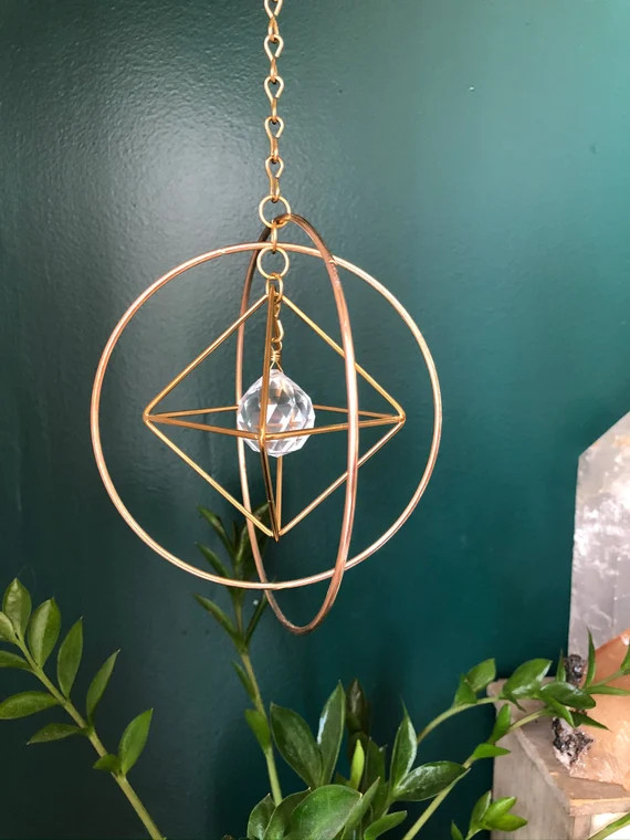 Double Sphere Cage Sun Catcher, Swarovski Crystal, Rainbow Maker, Window Crystal | Etsy (US)