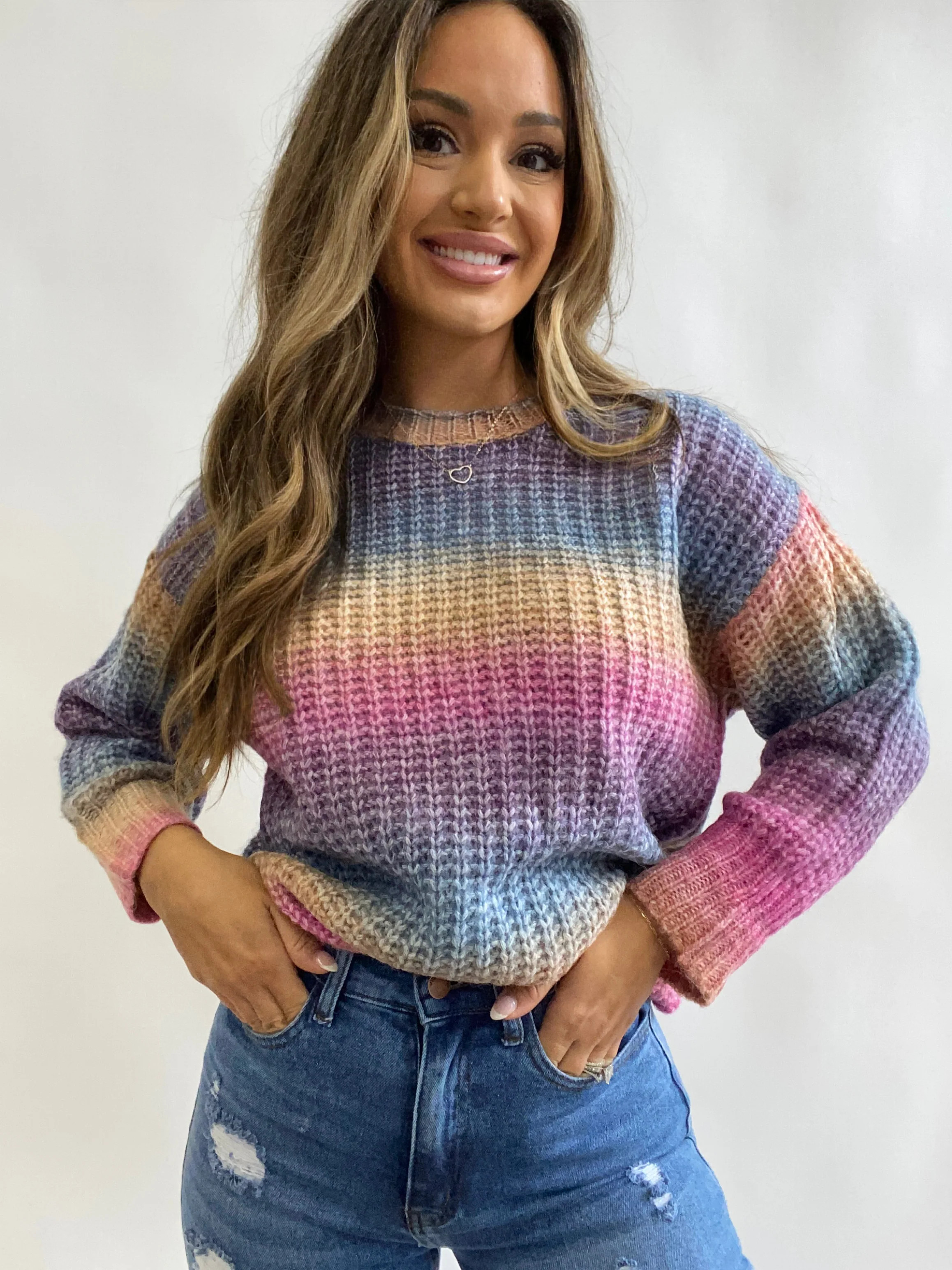 Make Your Own Kind of Music Rainbow Sweater | Willow Boutique