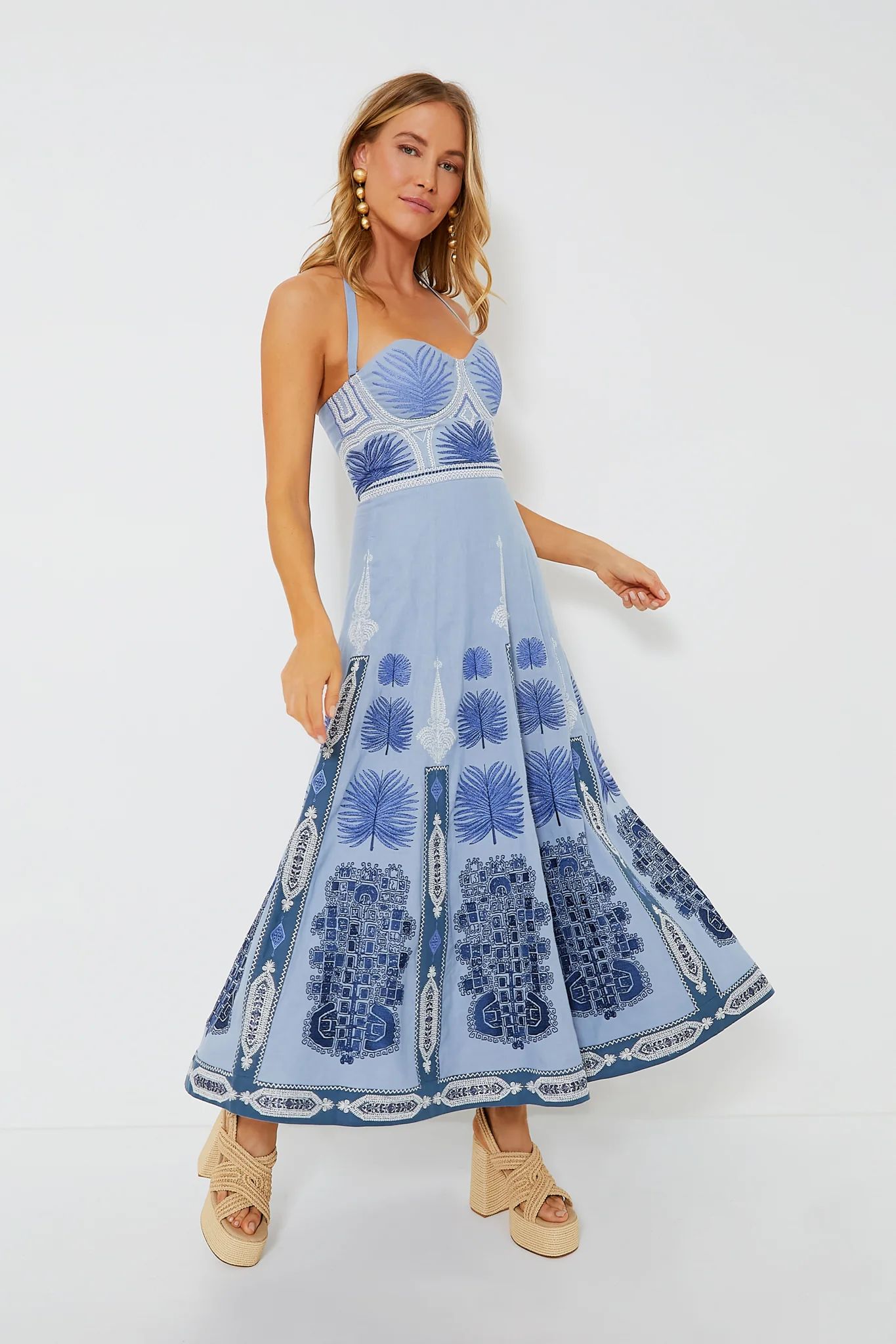 Provence Blue Lotty Chios Embroidered Dress | Tuckernuck (US)