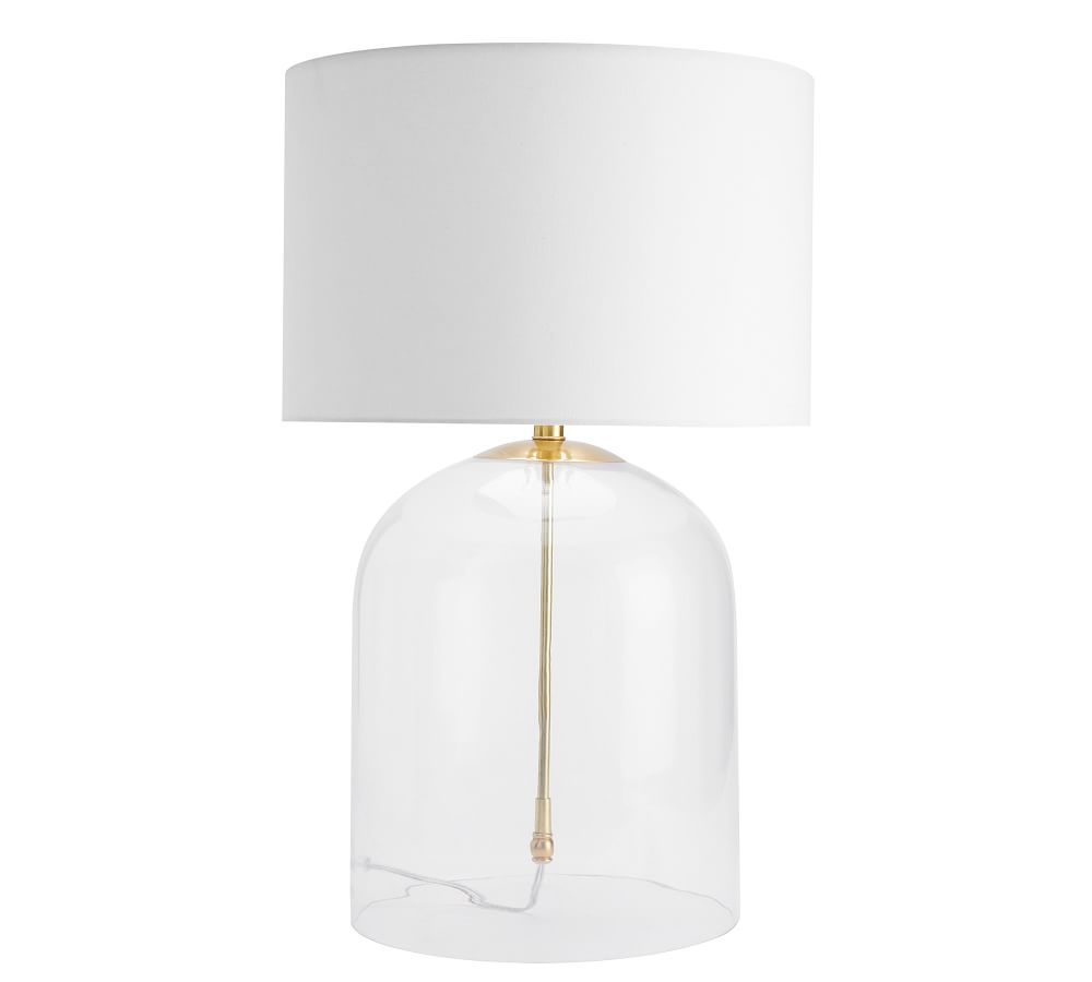 Aria Dome Table Lamp with Large Straight Sided Gallery Shade, Antique Brass/White | Pottery Barn (US)