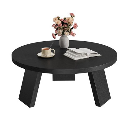 Round Coffee Table, Farmhouse Small Wooden Accent Table with 3 Sturdy Legs – 33.5'' x 15.7'', Black, Easy Assembly | Target