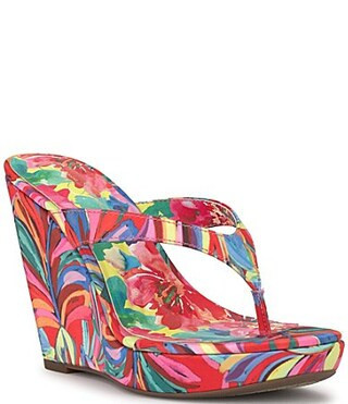 Jessica Simpson Jyseta Printed Thong Wedge Sandals - 11 | Dillard's