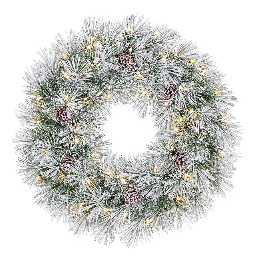 Holiday Living 30-in Flocked Pre-lit Indoor Battery-operated Green Snowy Berkshire Artificial Chr... | Lowe's