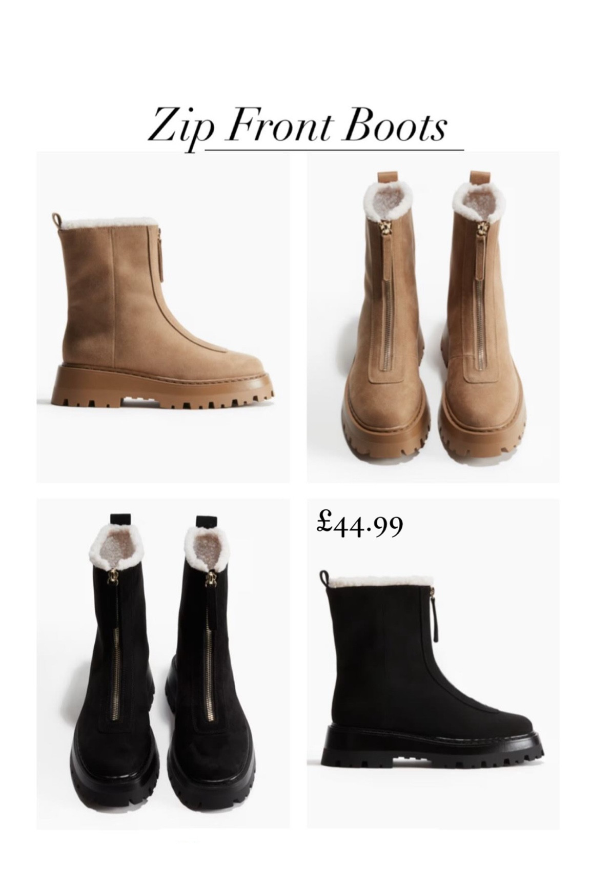 H&M cosy lined boots with front zip fastening.
*Take your normal soze 

#LTKautumn #LTKstyletip #LTKshoes
