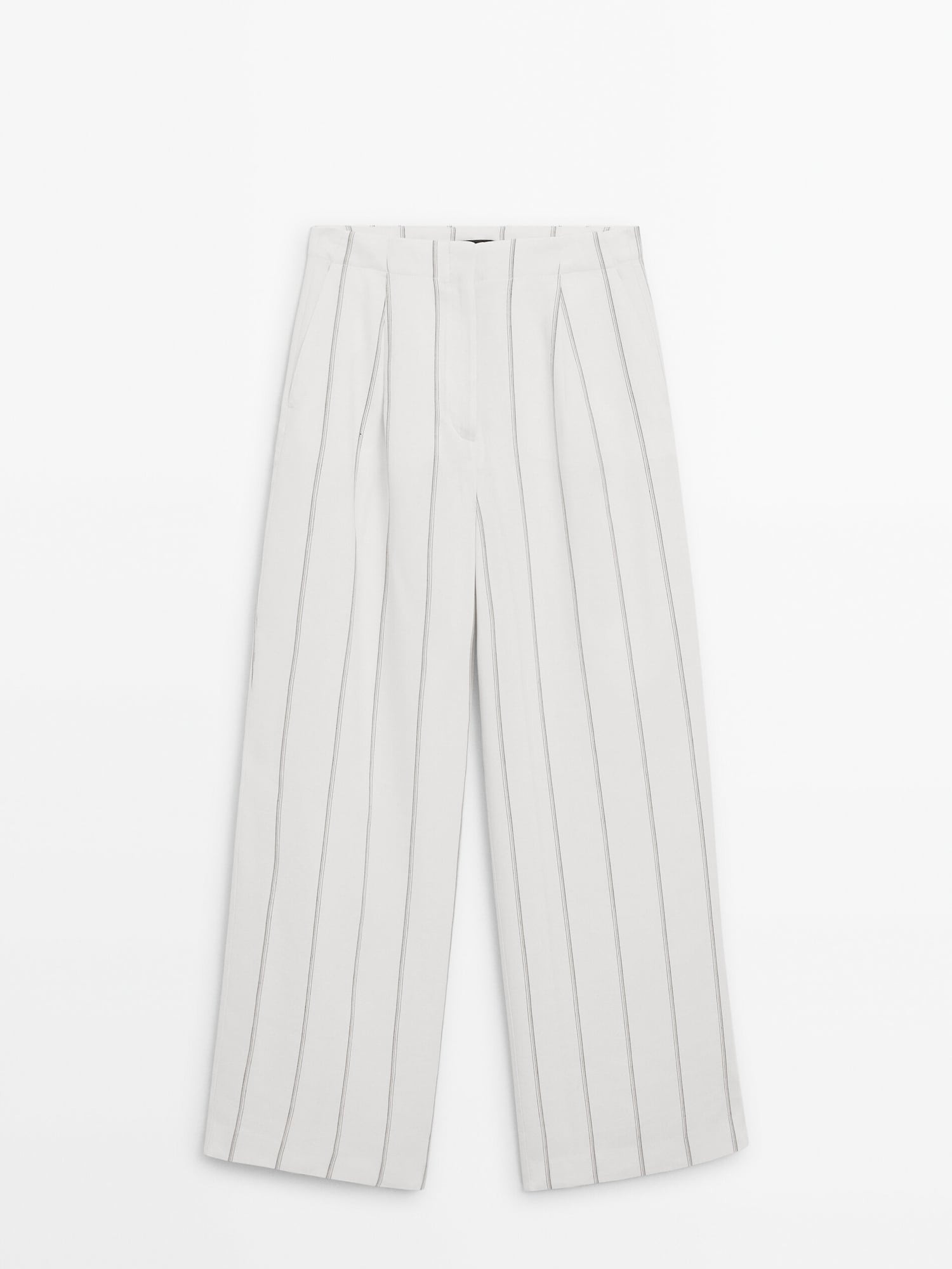 Wide-leg striped trousers | Massimo Dutti UK