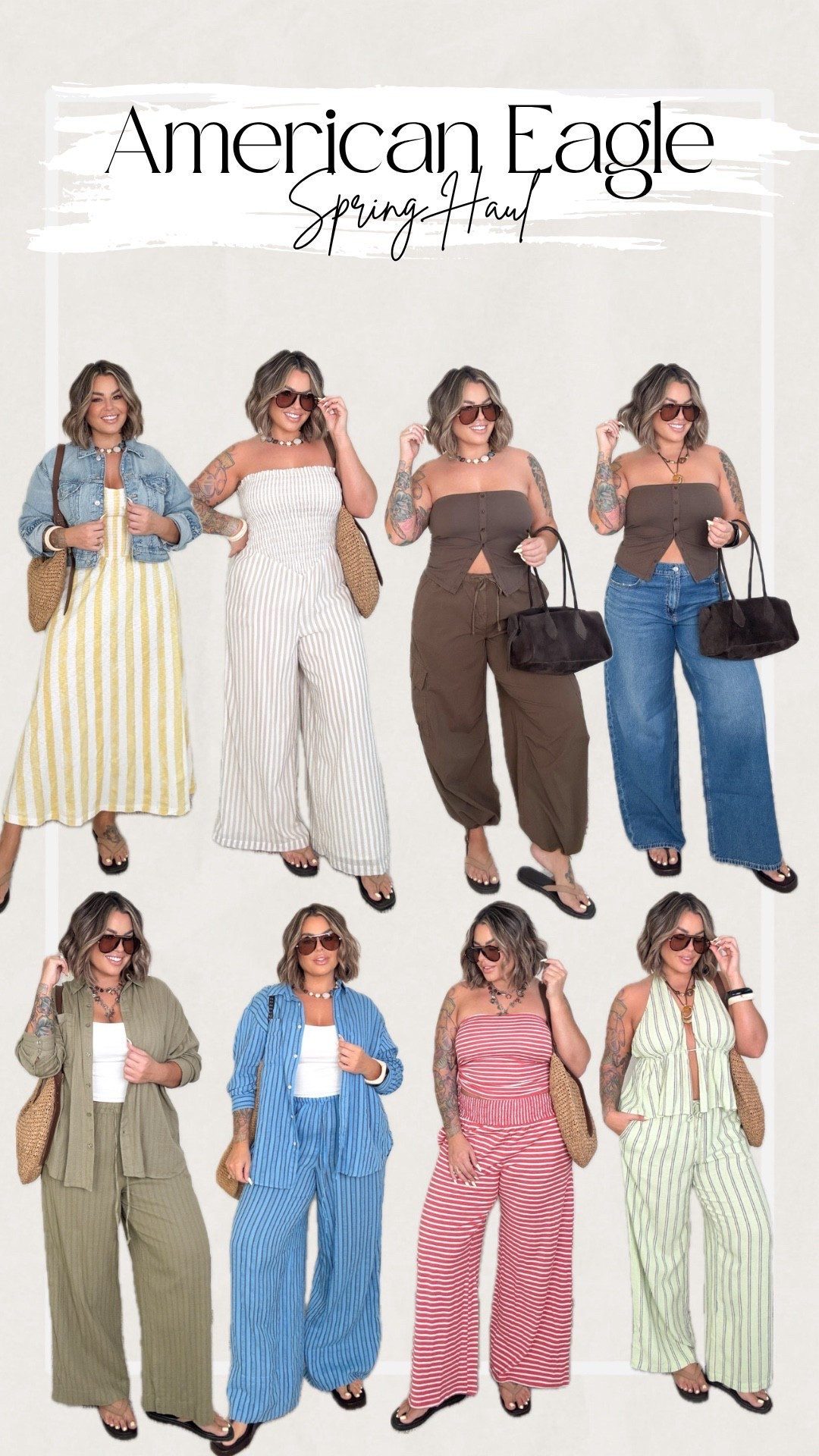 @americaneagle haul #aepartner #aejeans 

Use my stackable code “shayAE25” 3/28-3/30 to save extra $ 
Exclusions: clearance , 3rd party, gift cards & aerie 

Size Info 
Blue pants L long , top L 
Coral color set L 
Olive pants L , top xl 
Green stripe set L 
Jumpsuit L 
Dress M 
Jacket L 
Cargos L , brown top L 
Jeans I got a while ago in a 14L they are now big on me I could def do 12L 

🛑Anything not linked here can be found in the LTK video I did for this haul. 
