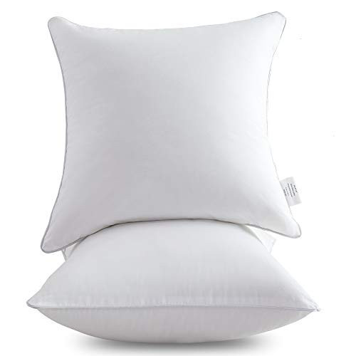 Oubonun 18"x18" Pillow Inserts (Set of 2) - Throw Pillow Inserts with 100% Cotton Cover - 18 Inch Square Interior Sofa Pillow Inserts - Decorative Pillow Insert Pair - White Couch Pillow | Amazon (US)