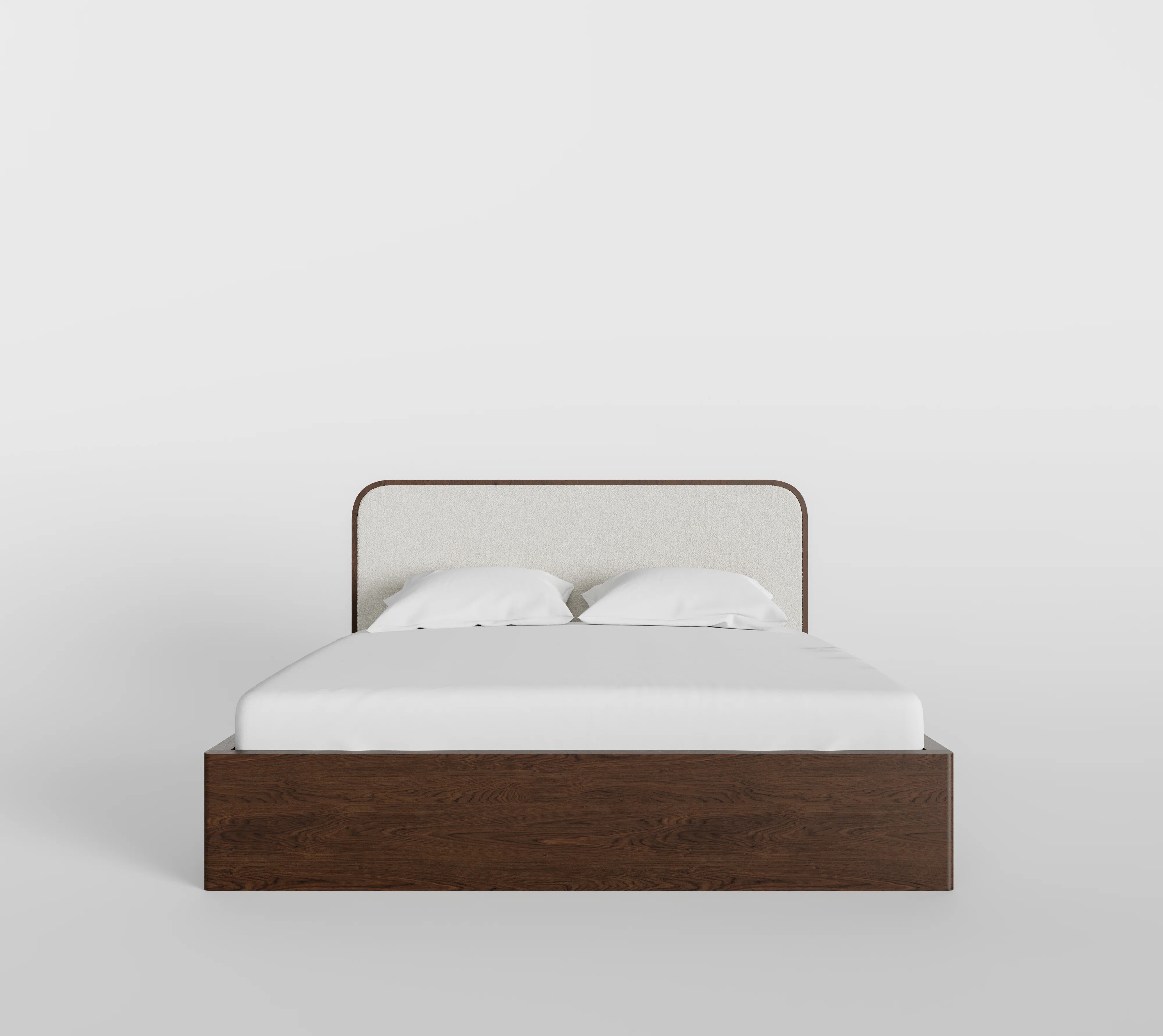 Baxtor Walnut Queen Boucle Headboard Bed | Wayfair North America