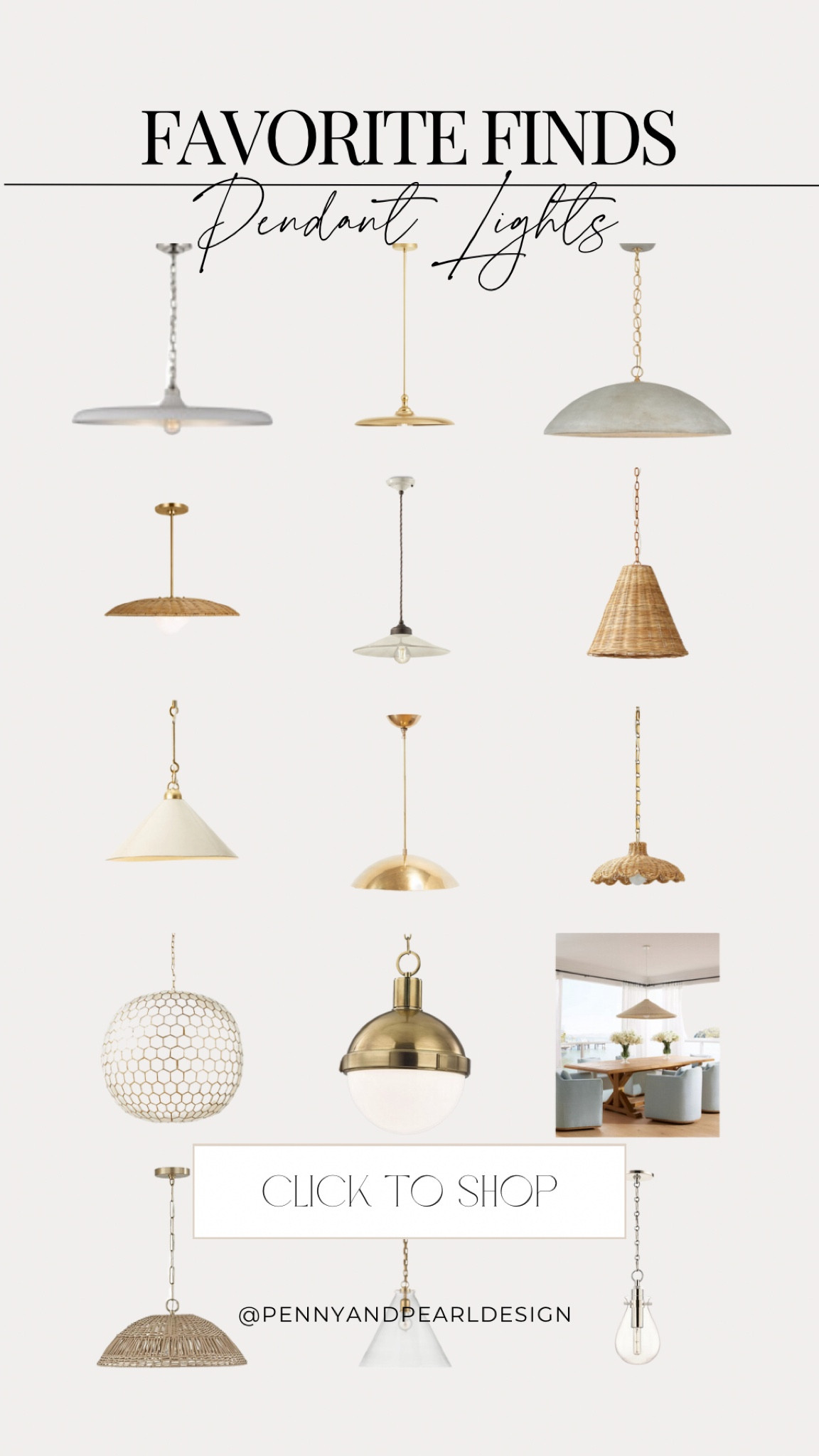 One of our most requested items for sourcing is kitchen pendant lights. We’ve rounded up our favorites and go-tos for a timeless, modern look perfect for any kitchen island, entryway or mudroom. 

Shop our favorites and follow us at @pennyandpearldesign for more home style✨



#LTKsalealert #LTKstyletip #LTKhome