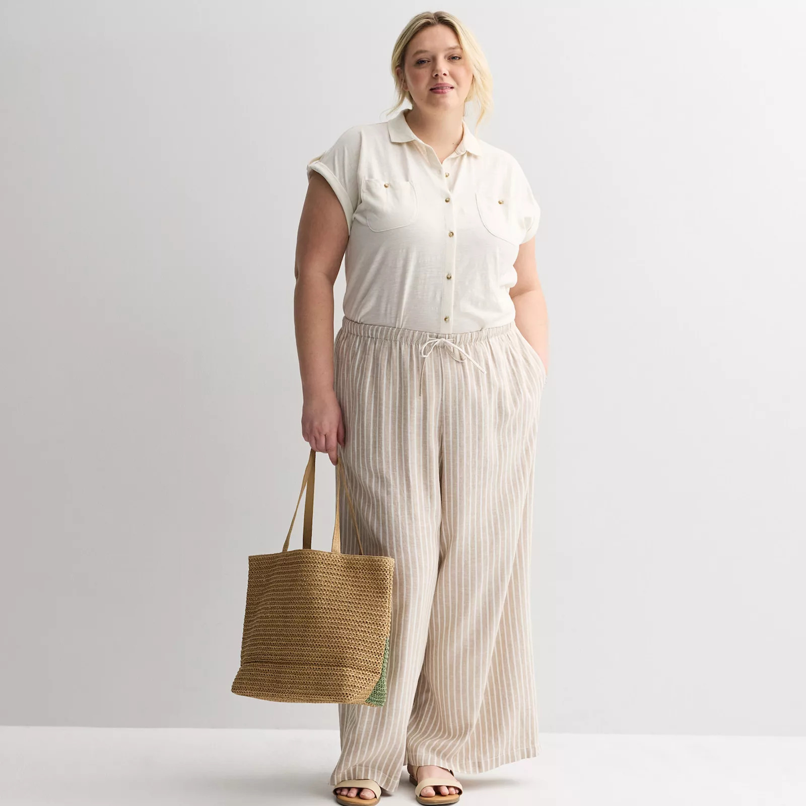 Plus Size Sonoma Goods For Life® Mid Rise Linen Blend Pants | Kohl's