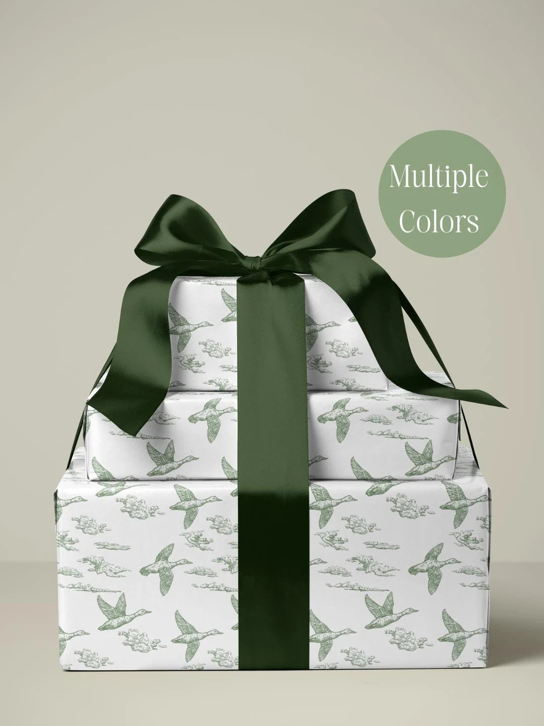 Green Toile Duck Wrapping Paper Vintage Duck Season Christmas Wrapping Paper Toile Gift Wrap Eleg... | Etsy (US)