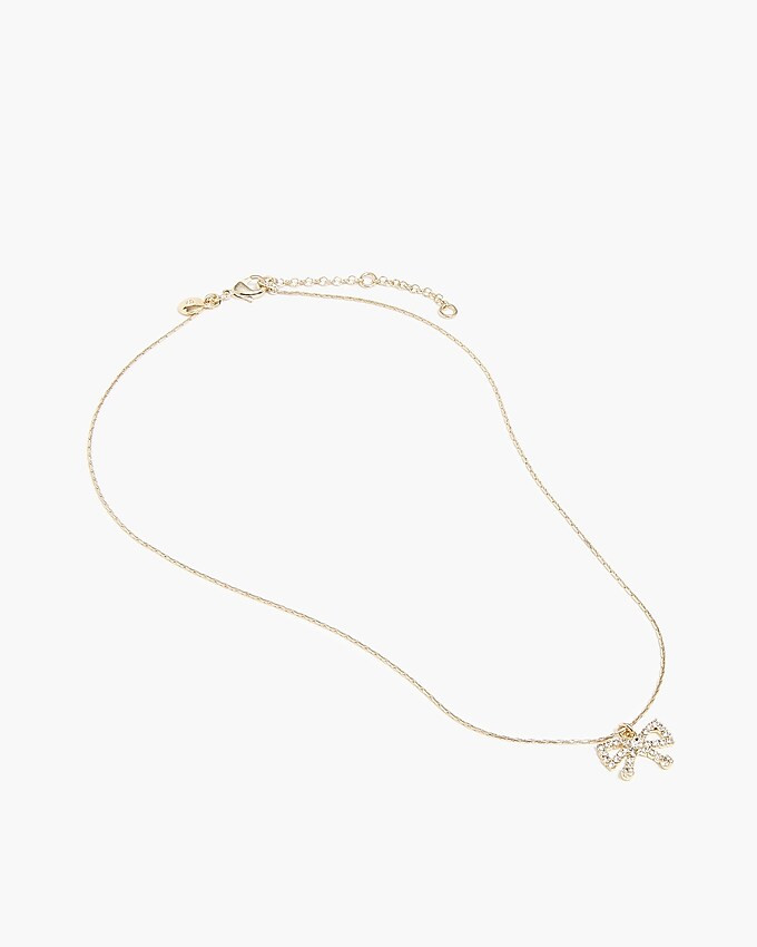 Pav&eacute; crystal bow pendant necklace | J.Crew Factory