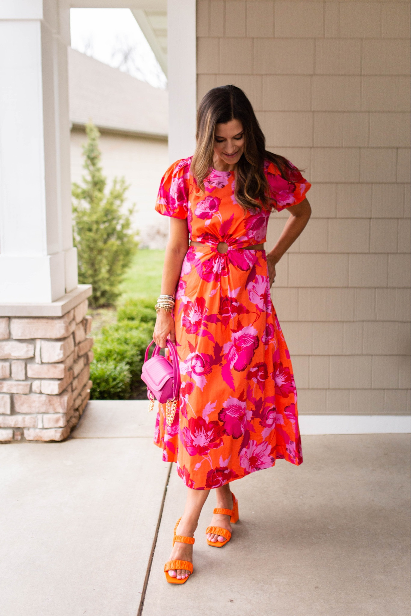 open lace back dress BRETTA SWEETHEART TWIST CUT OUT PUFF SLEEVE MAXI DRESS main image 0