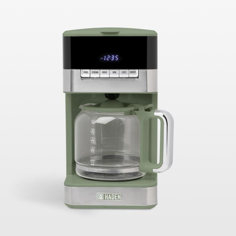 HADEN Quintessential Brew Cedar Green 12-Cup Coffee Maker + Reviews | Crate & Barrel | Crate & Barrel