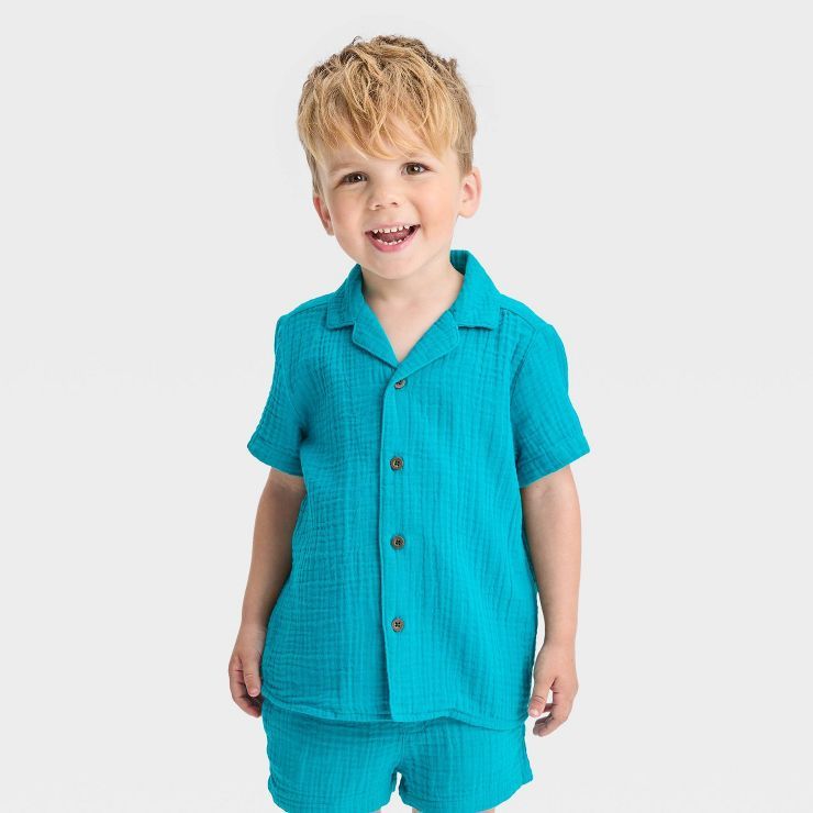 Toddler Boys' Short Sleeve Gauze Woven Shirt - Cat & Jack™ | Target