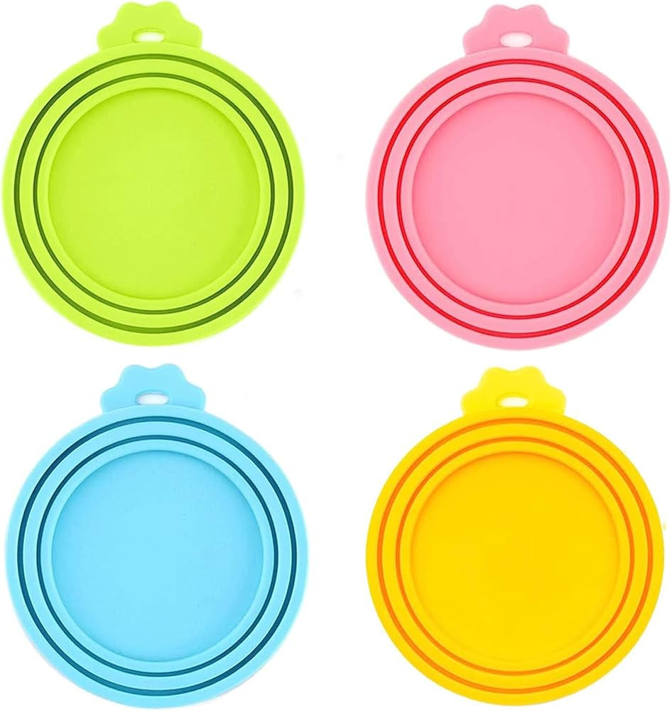 Food Can Lids, 4 Pcs Silicone Pet Food Can Covers for Dog & Cat Food, One Tin Cap Fit Most Standa... | Amazon (US)