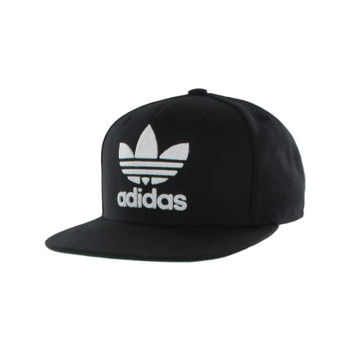 adidas Originals Kids-Boy's/Girl's Trefoil Chain Flatbrim Structured Snapback Cap, Black/White, One Size | Amazon (US)