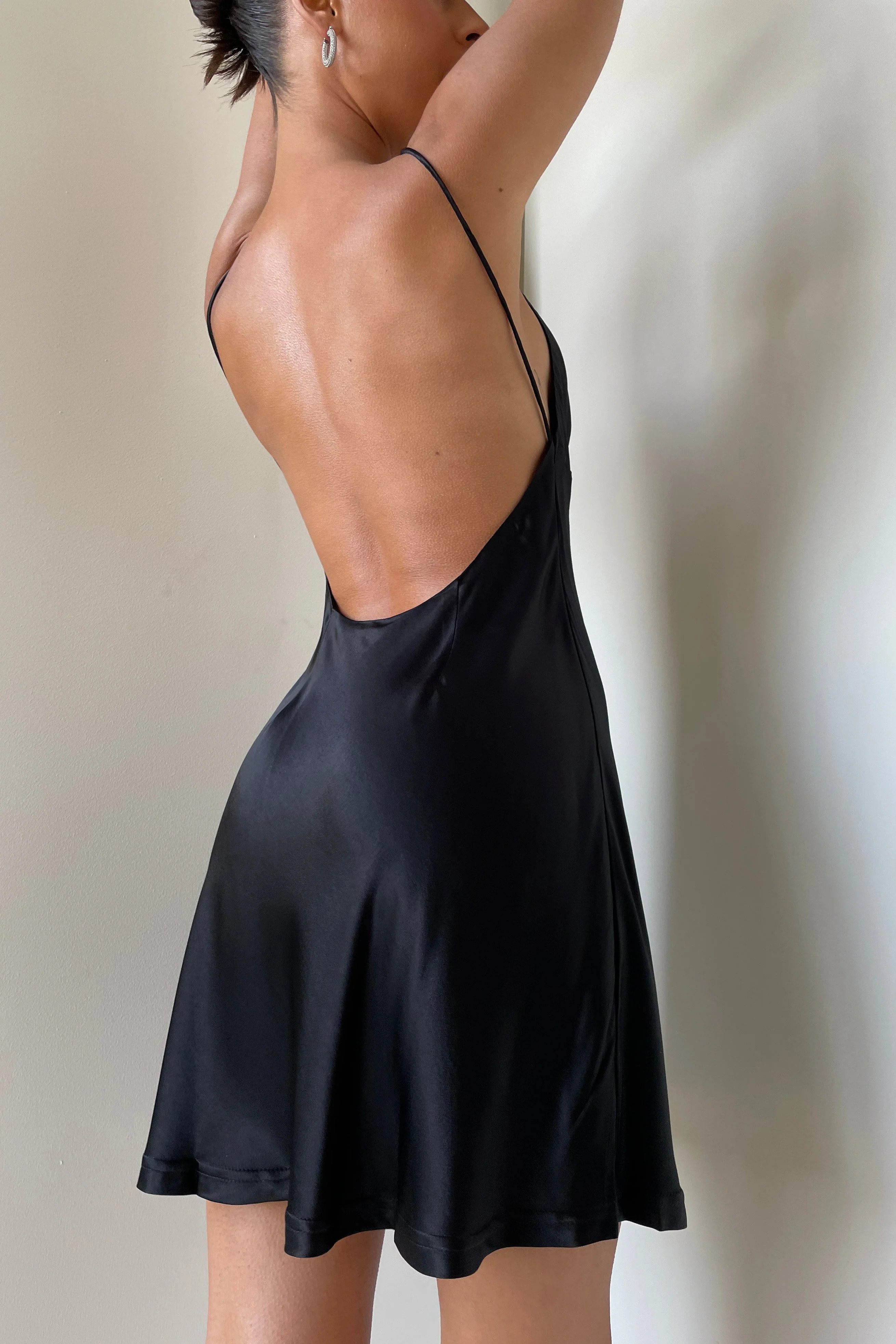 Porter Mini Slip Dress - Black | MESHKI US